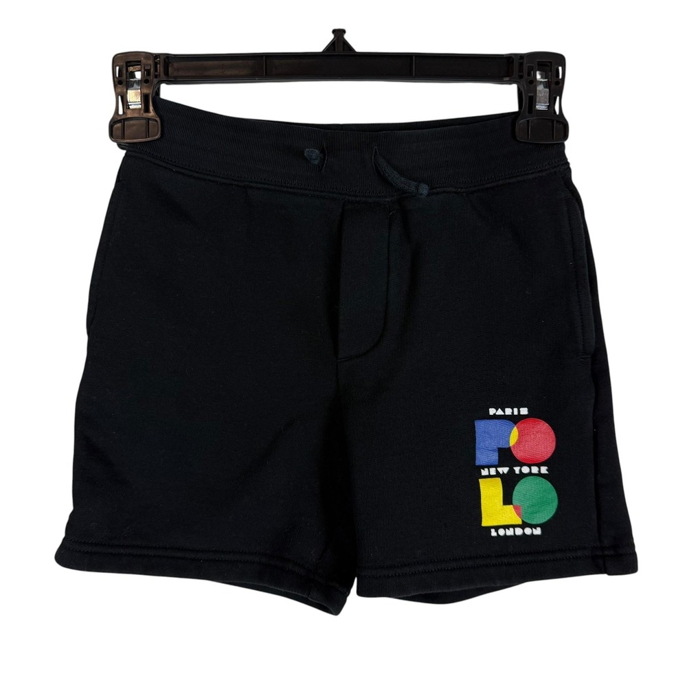 Polo Ralph Lauren Shorts Kids‎ 6 Black Fleece Sweat Paris New York London Logo